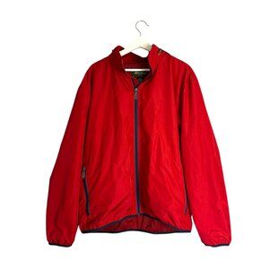 Eddie Bauer Men's Red Windbreaker Jacket Full Zip Hide Away Hood Size Large